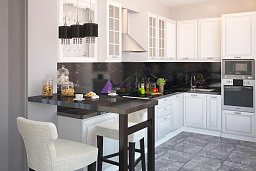 Прямая барная стойка под черный мрамор для кухни из кварца Caesarstone